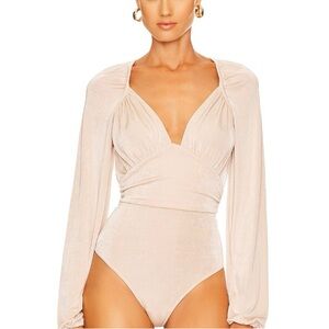 Intimately Free People In Your Arms Blossom Pearl Balloon Sleeves Ruched V Neck